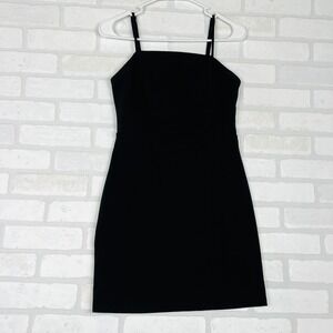 Crystal Sky Womens Black Square Neck Spaghetti Strap Bodycon Mini Dress Size M
